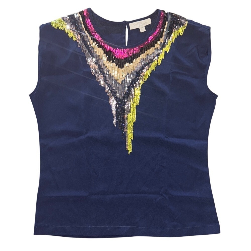 Sequin Embellished Navy Top